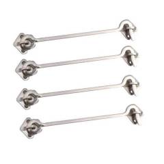 SmartShophar 6 Inch Stainless Steel Silver Square Gate Hook, 65057-SGHS-SS06-P4 (Pack of 4)