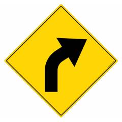 Safety Sign Store Caution: Road bend - Right Sign Board, TR228-900REF-01
