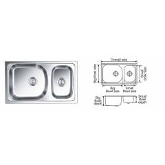 Nirali Gloria Glossy Finish Kitchen Sink, Size: 865x510 mm