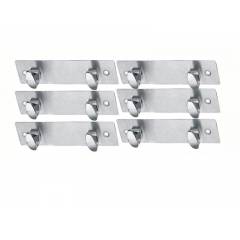 SmartShophar 4 Inch 2 Legs Stainless Steel Silver Trums Wall Hook (Pack of 6), 54620-SHKT-SL04-P6