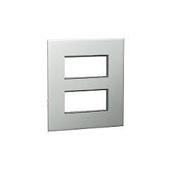 Legrand Arteor 3x8 Module Pearl Aluminium Square Cover Plate With Frame, 5758 01