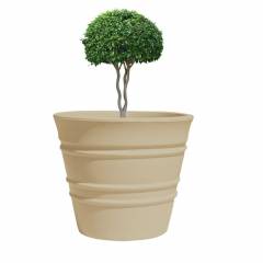 Fox B 9 Inch Round Beige German Polymer Planter, BR 0912-B
