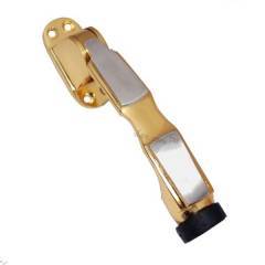SmartShophar 6 Inch Brass Gold Silver Oregon Door Stopper, 50902-STPO-GS06