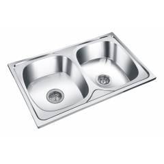 Deepali Double Bowl Kitchen Sink, DP 301, Overall Size: 32x20 Inch