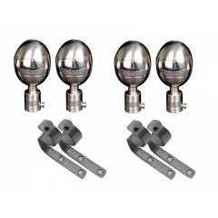 SmartShophar 28mm Stainless Steel Silver Finial Nano Curtain Bracket Set, 64810-SCB-SS-P2