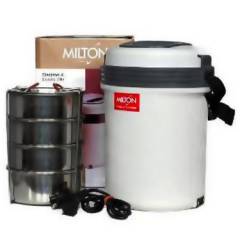 Milton Electron 4 Container Cream & Brown Tiffin Box, M1000-MET-04-CB