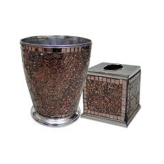 Plumeria Iceberg Copper Wastebasket with 7QT Boutique Tissue Set