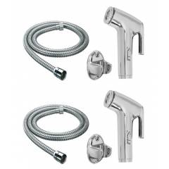 Home Decor 1.5m Single Flow Hand Showers with SS Flexible Hose & Hook Shower Head, HDHAND41 (Pack of 2)