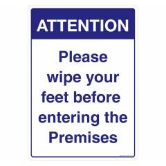 Safety Sign Store attention: Please Wipe Your Feet before Entering the Premises Sign Board, GS106-A4AL-01