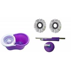 GTC Purple Easy Magic 360 Degree Spin Floor PVC Mop & Bucket with 2 Microfiber Heads