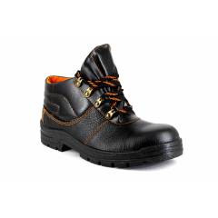 JK Steel Leather Steel Toe Black Safety Shoes, JKPI014BLK6, Size: 6