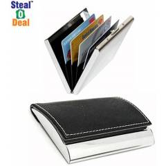 Stealodeal Black Side Elegant Visiting with Plain Metal Card Holder
