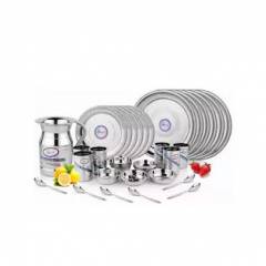 Airan 37 Pieces Stainless Steel Silver Dinner Set