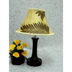 Tucasa Polysilk Khadi Brown Shade Wooden Table Lamp, LG-1021