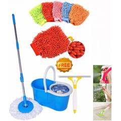Navisha Assorted Steel Mop with Free Hand Gloves & Spray Glass Wiper, MOP0592
