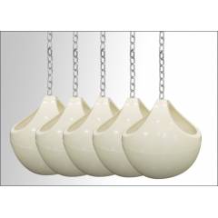 Fox B 9 Inch Round White German Polymer Planter, DOLO (Pack of 5)