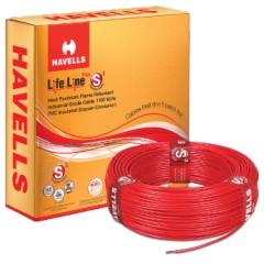 Havells 0.5 Sq mm Single Core Life Line Plus Red Flexible Cable, WHFFDNRA1X50, Length: 90 m