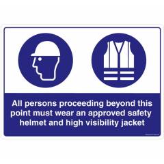 Safety Sign Store Wear Safety Helmets & High Visibility Jackets Sign Board, FS653-A3AL-01