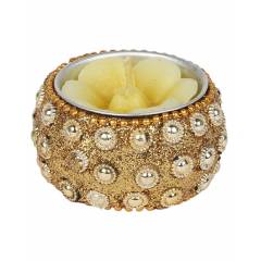Riflection Golden Decorative T-Light Holder with Plate, LC12