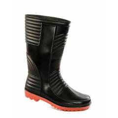 Hillson 12 Inch Welsafe Plain Toe Black & Red Gumboots, Size: 6
