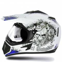 Vega Off Road Gangster Motocross White Blue Helmet, Size (Medium, 580 mm)