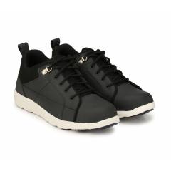 Eego Italy WW-44 Leather Light Weight Steel Toe Black Safety Shoes, Size: 6