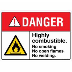 Safety Sign Store Danger: Highly Combustible Sign Board, FE718-A4PC-01
