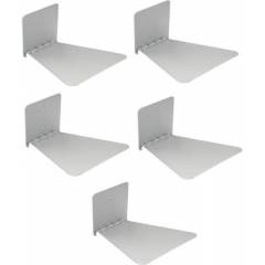 Home Store Solid Set of Five Invisible Room Decorative Bookcase Holder (Finish Colour - Silver)