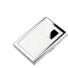 Stealodeal White Leather Stainless Steel Card Holder