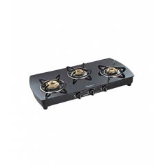 Sunflame Crystal Plus 3 Burner Black Manual Gas Stove