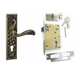 Atom Mayur Brass Antique Finish Cylindrical Mortise Lock Set With 3 Brass Keys