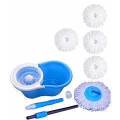 GTC 360 Degree Spin Floor Cleaning PVC Bucket Mop with 5 Microfiber Heads