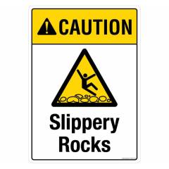 Safety Sign Store Caution: Slippery Rocks Sign Board, PS725-A4V-01