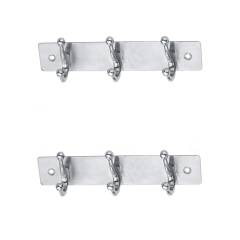 SmartShophar 6 Inch 3 Legs Stainless Steel Silver Simply Wall Hook (Pack of 2), 54619-SHKS-SL06-P2