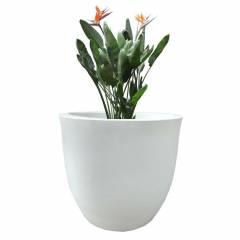 Fox B 15 Inch Round White German Polymer Planter, FOX-PCUP-14-W
