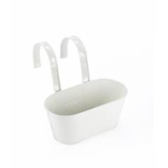 Green Girgit Small White Oval Railing Planter, GG_ORSW