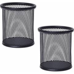 Stealodeal 1 Compartment Black Metal Pen Stand (Pack of 2)