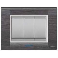 Cona Texture Silver Wood 16 Module Glow Plate, MT1110 (Pack of 10)