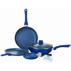 Wonderchef Royal Velvet Induction Base Blue Aluminium Cookware Set With Mini Frying Pan