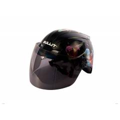 Mototrance BT-1001 Black Bullit Trendy Helmet with Floral Graphics