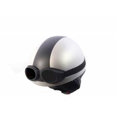 Mototrance EL-1104 Silver Black Elegant Helmet with Goggles