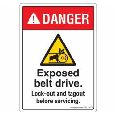 Safety Sign Store Danger: Exposed Belt Drive Sign Board, ST517-A7PC-01, (Pack of 10)