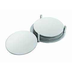 Elegante Stainless Steel Round Coaster, SL-048 (Pack of 6)