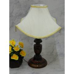 Tucasa Royal Wooden Table Lamp with Off White Designer Shade, LG-819