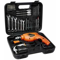 Black+Decker 41 Pieces 20mm 550W Orange Impact Drill Kit, HD455KA