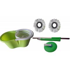 GTC Green Easy Magic 360 Degree Spin Floor PVC Mop & Bucket with 2 Microfiber Heads