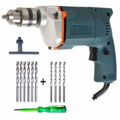 Tiger TGP10 10mm Electric Drill Machine with 6 HSS Bits, 4 Masonry Bits & 1 Line Tester