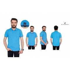 Blackberrys Sky Blue Customized T-shirt with Black Tipping & Placket, Size: XXL