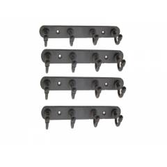 SmartShophar 8 Inch Black Steel Coated 4 Legs Robert Wall Hook (Pack of 4), 54618-SHKR-BL08-P4