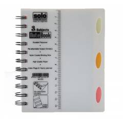 Solo 3 Subjects Note Book , NA633, Size: A6, Colour: Grey (Pack of 10)